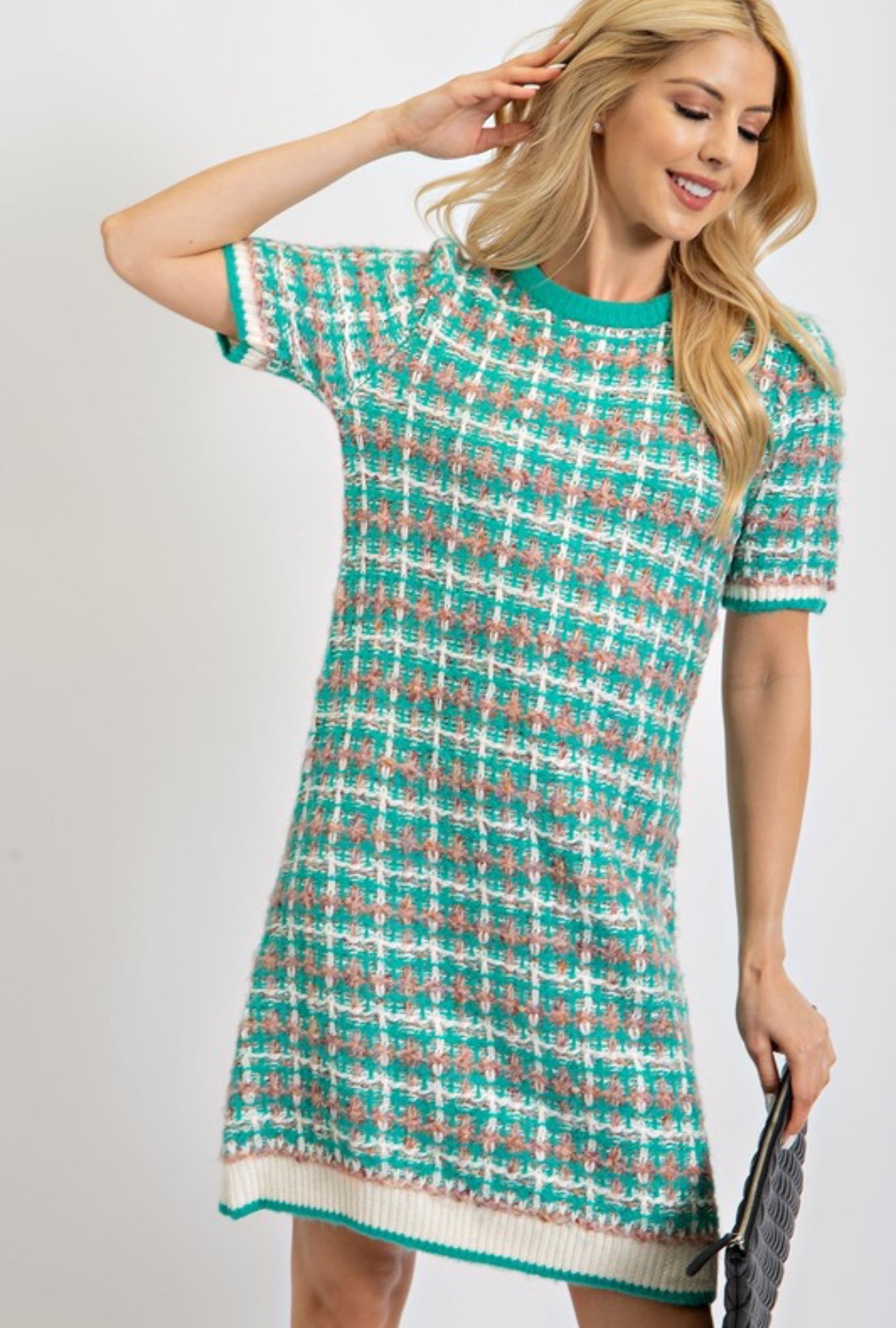 Atlantis Green Tweed Sweater Dress