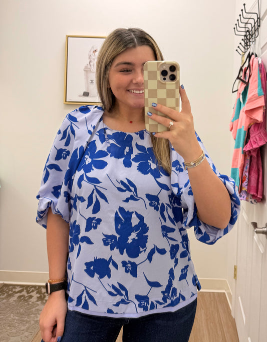 Blue Floral Blouse