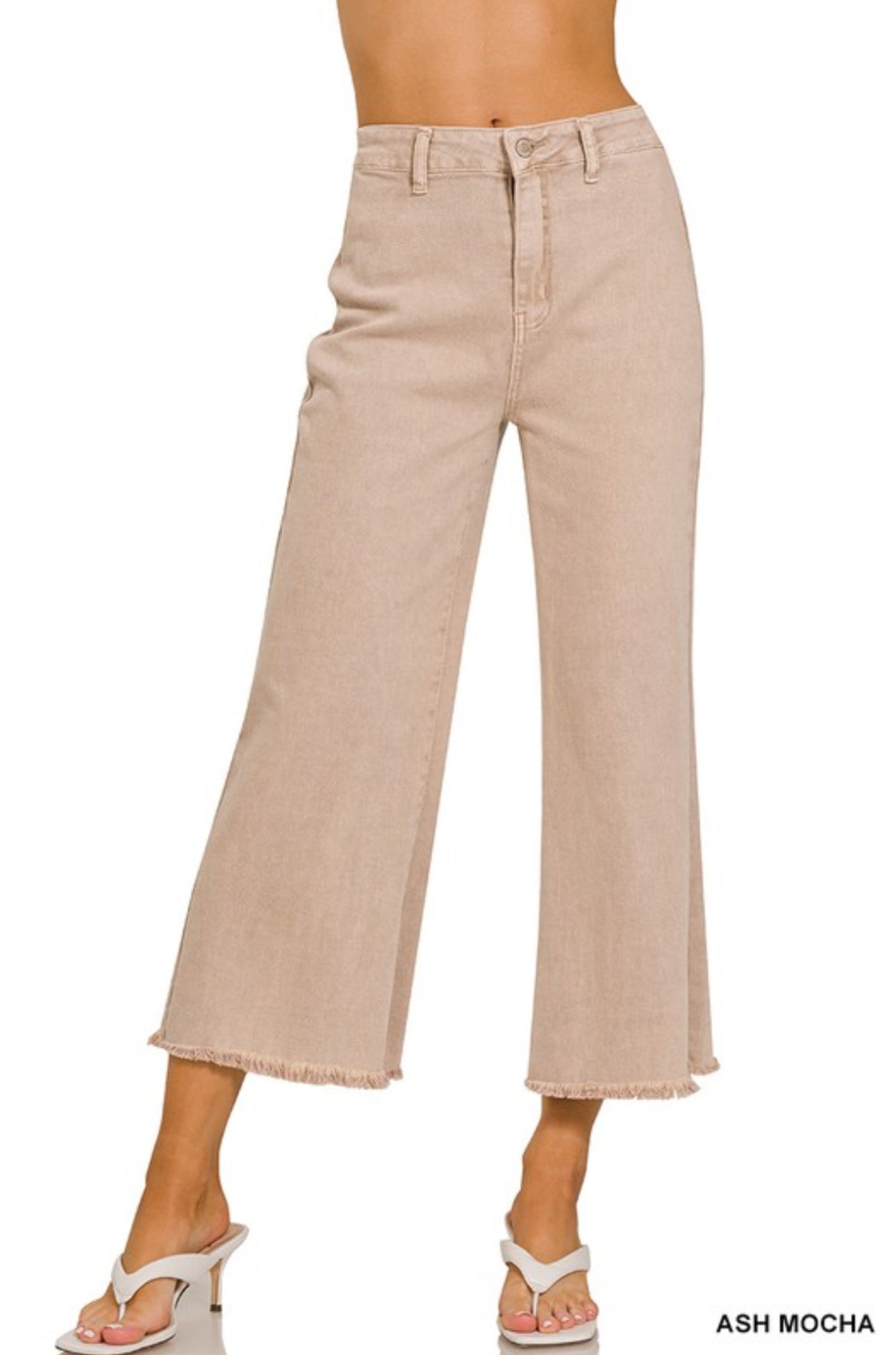 Ash Mocha High Waisted Acid Wash Pants