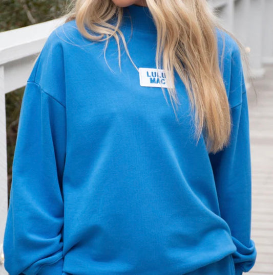 Blue Terrycloth Mockneck | Lulu Mac