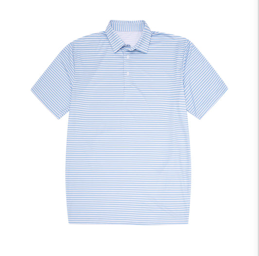 Light Blue & Grey Boys Performance Polo