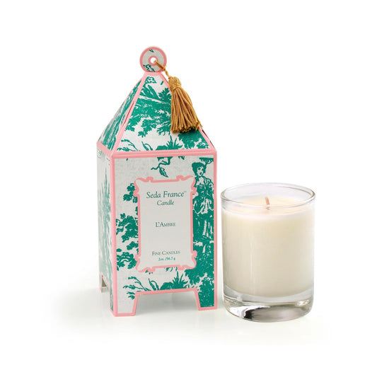 L’Ambre Classic Toile Mini Pagoda Box Candle Seda France