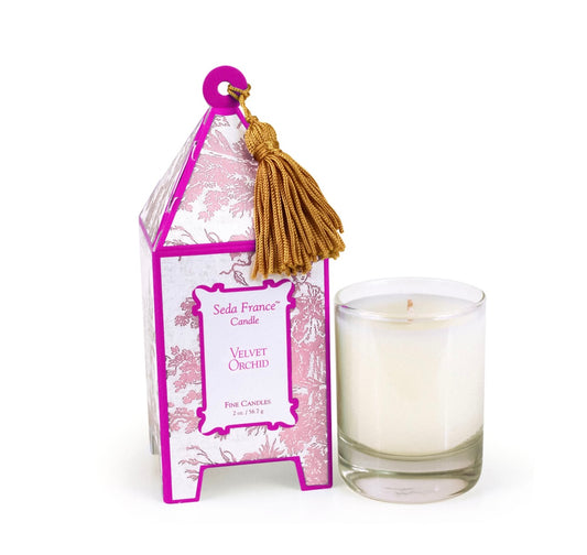 Velvet Orchid Classic Toile Mini Pagoda Box Candle Seda France