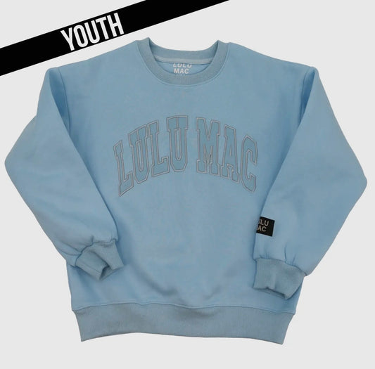 Youth Light Blue Appliqué Sweatshirt | Lulu Mac