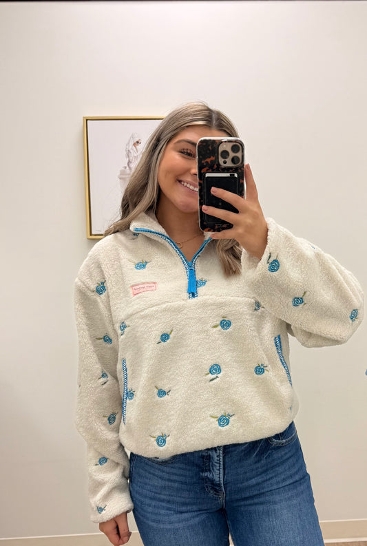 Taylor Blue Flower Pullover - Simply Southern