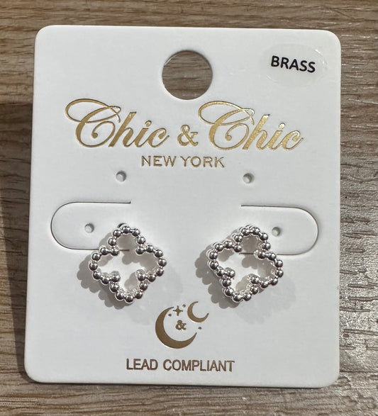 Silver Clover Studs