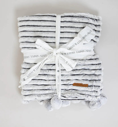 Simply Southern Luxe Pom Pom Throw Blanket in Pavement Grey