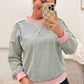 Grey & Pink Ribbed Trim Top