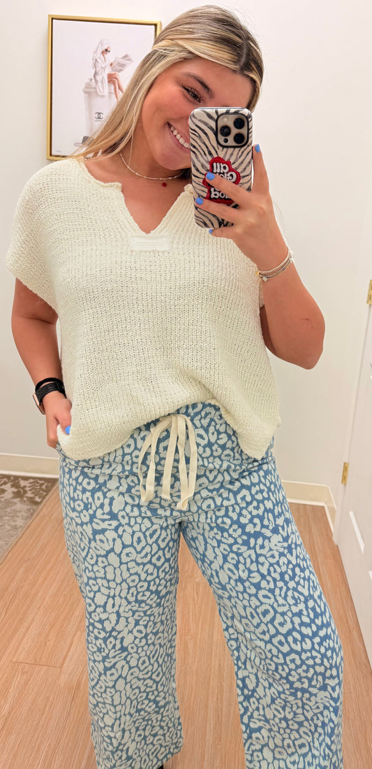 Denim Leopard Pants