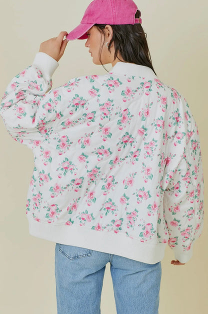 Pink Floral Quilted Jacket Main Strip