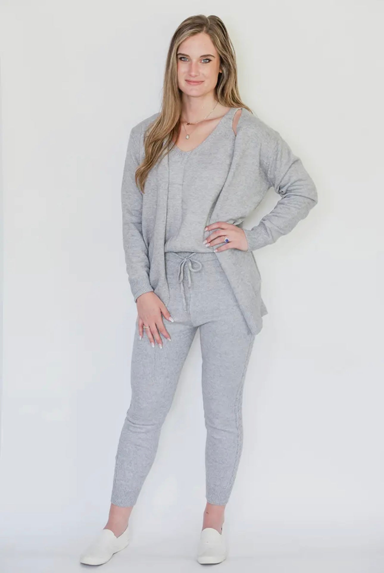 Cardigan jogger set 3 pc gray