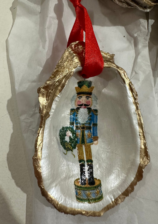 Blue nutcracker oyster ornament