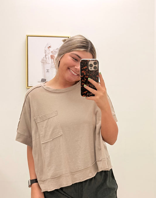 Tan Cropped Tee