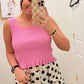 Sleeveless Flare Knit Tank | Pink