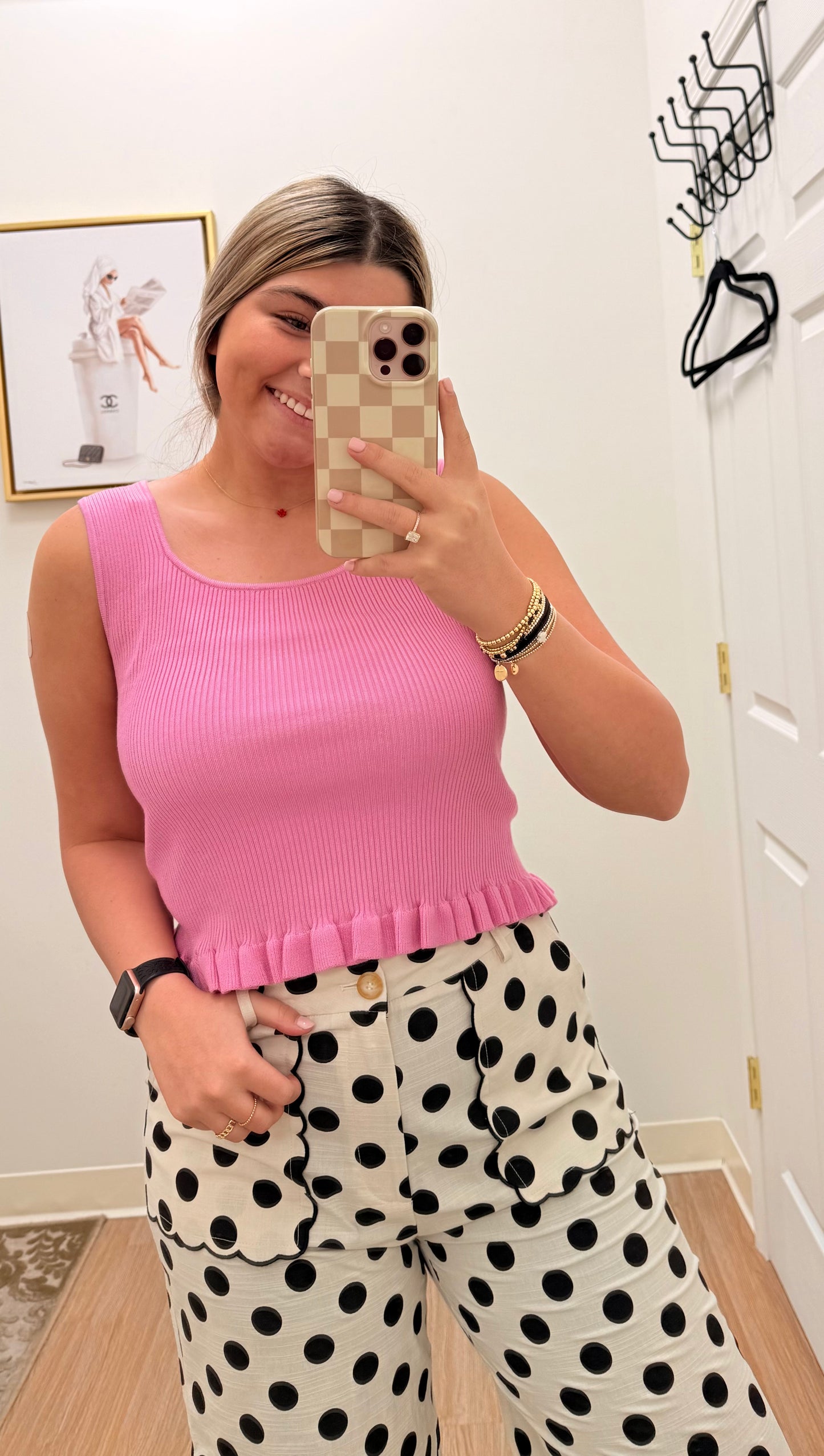 Sleeveless Flare Knit Tank | Pink