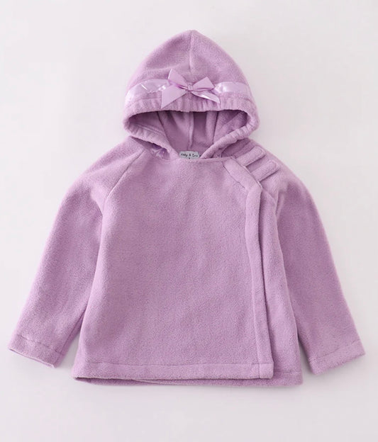 Purple Bow Fleece Velcro Hooded Jacket