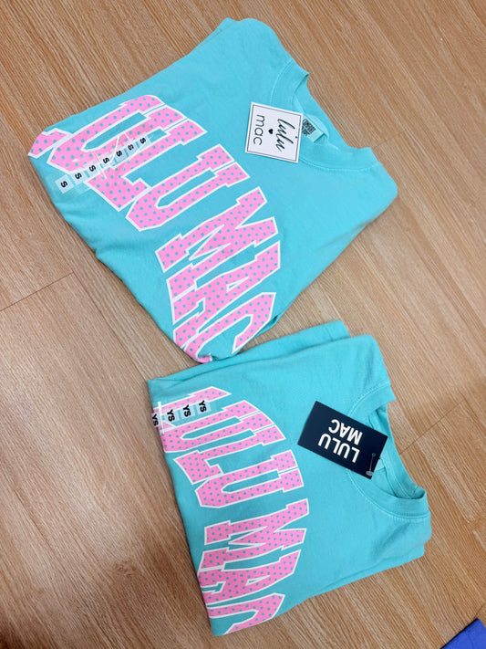 Youth Mint & Pink Polka Dot Tee | Lulu Mac