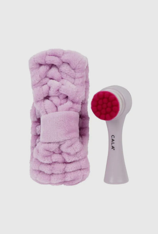 Facial brush and headband set