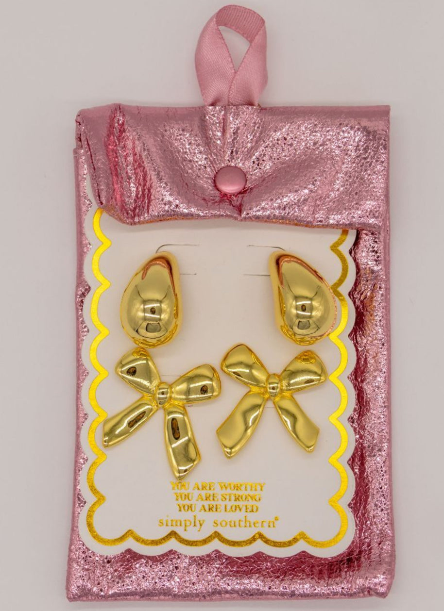 Gold Bow Earrings - Simply Southern