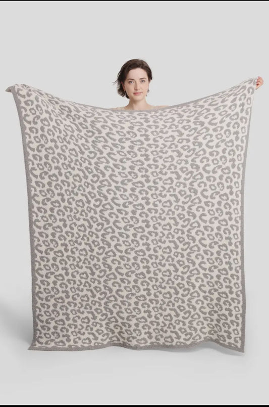 Gray leopard blanket