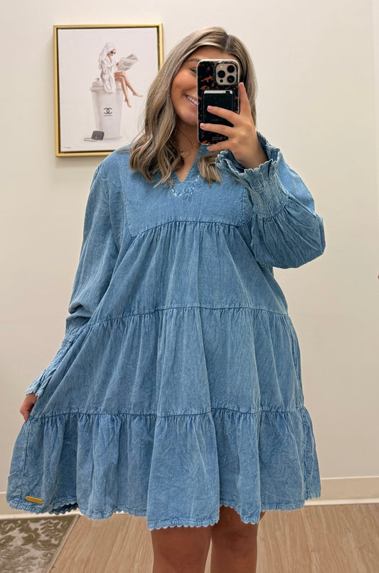 Blue Corduroy Dress - Simply Southern
