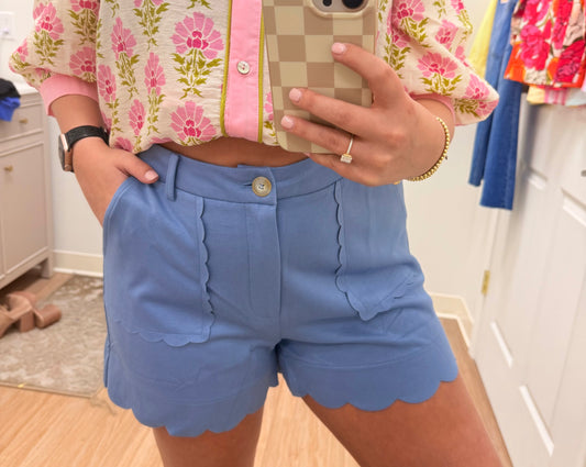Sweet Scallop Shorts | Denim Blue