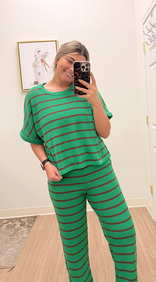 Green and Brown Striped Set
