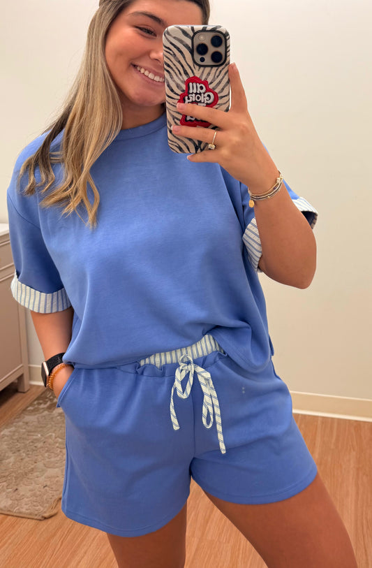 Blueberry Stripe Short Set