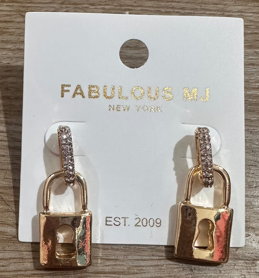 Gold Lock Earrings