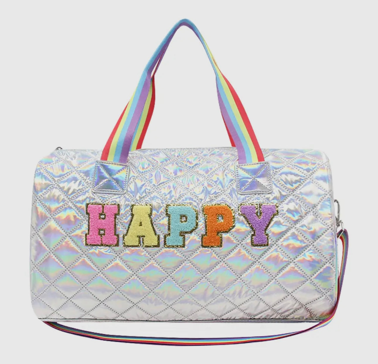 Happy metallic duffel bag