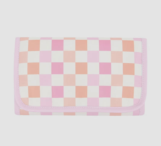 Checkered travel roll bag