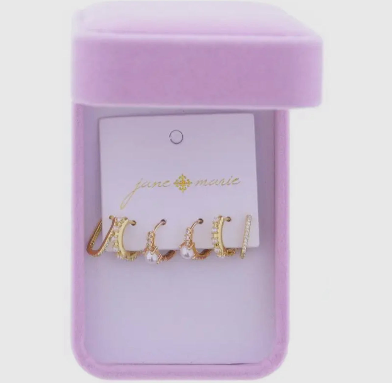 Crystal and Pearl Huggie Earring Set