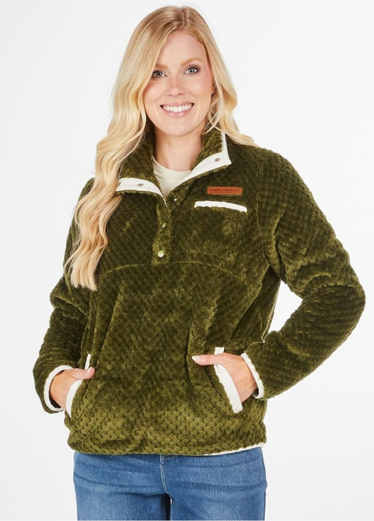 Sherpa Pullover Olive-Simply Southern