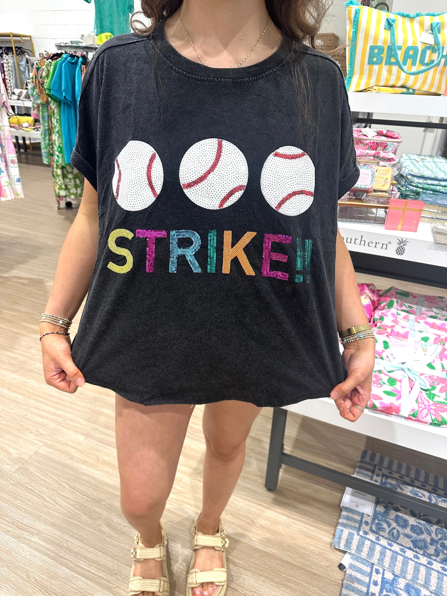 Acid Wash Sequin Strike Out