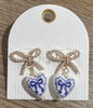 Blue Bow & Heart Earrings