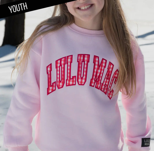 Youth Red Gingham Pink Sweatshirt | Lulu Mac