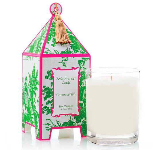 Citron Du Sud Classic Toile Pagoda Box Candle Seda France