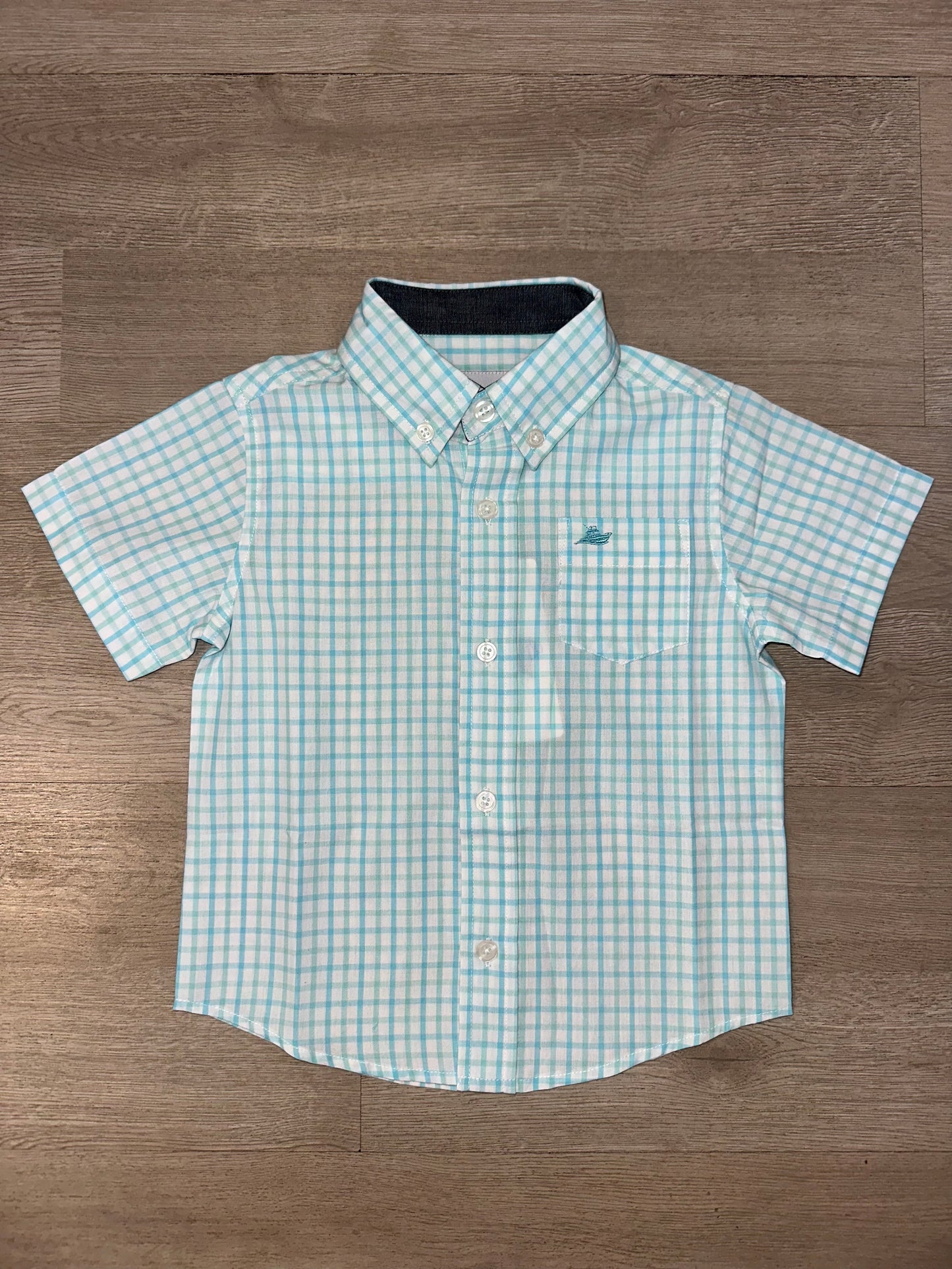 Aqua southbound plaid button up