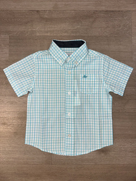 Aqua southbound plaid button up