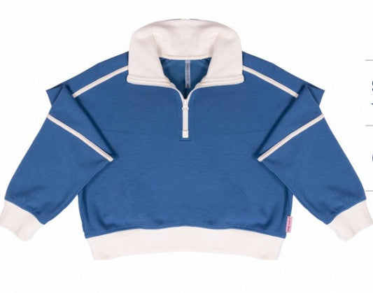 Dark Blue Contrast Pullover Simply Southern