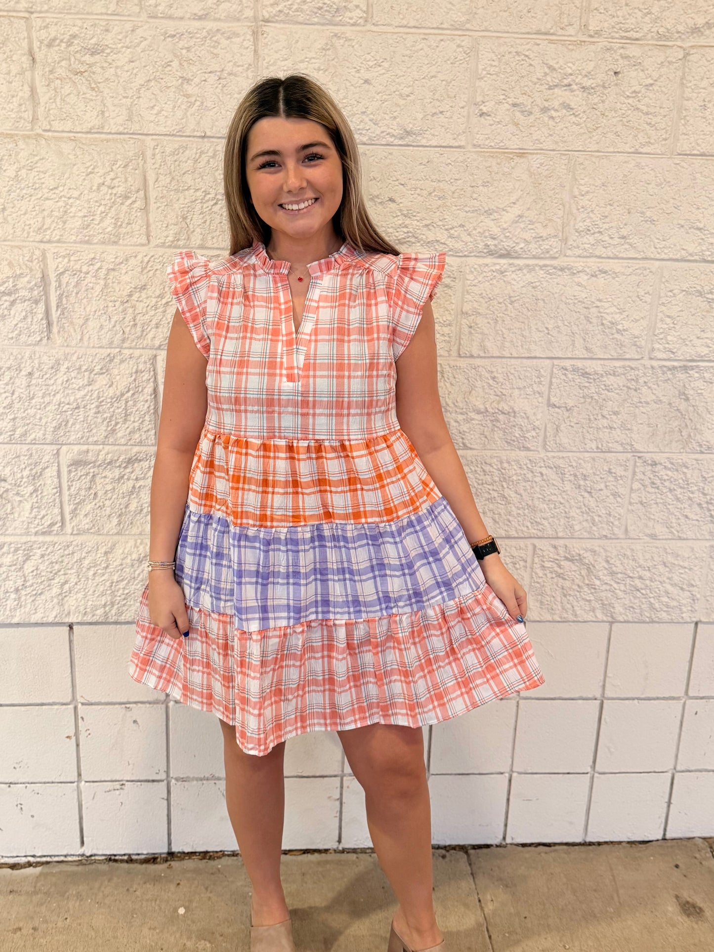 Sherbet Swirl Gingham Dress