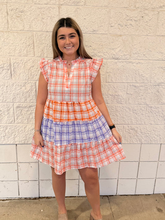 Sherbet Swirl Gingham Dress