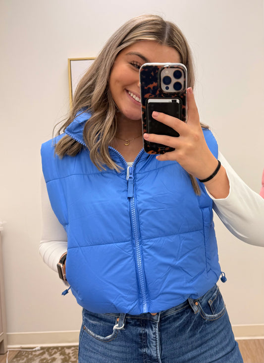 Blue Puffer Vest- Simply Southern