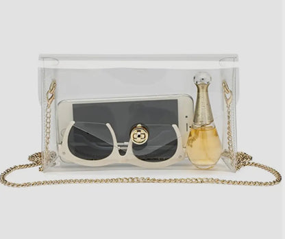 Clear crossbody with gold chain