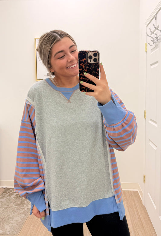 Brown and Blue Oversized Sweater