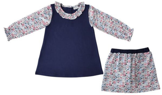 Navy Floral Skort Set - Jumping Jolly