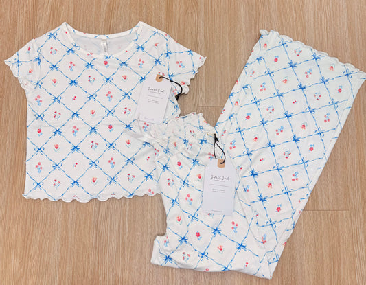 Blue Lace Bow PJ Set