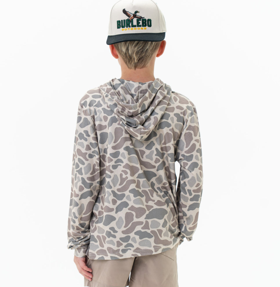 Classic Deer Camo Youth Performance Hoodie Burlebo