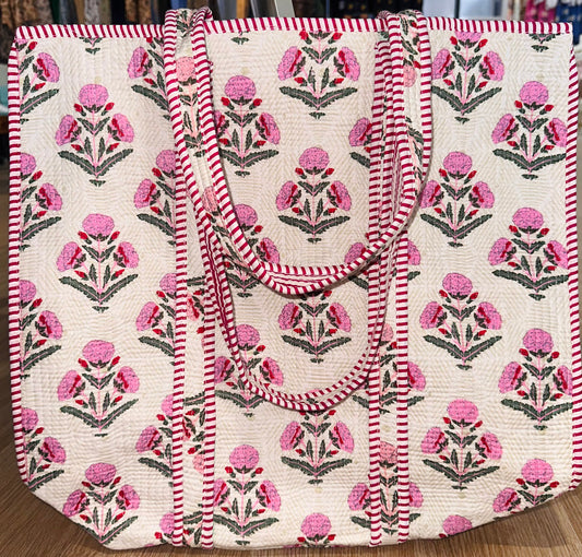 Pink Floral Quilted Bag