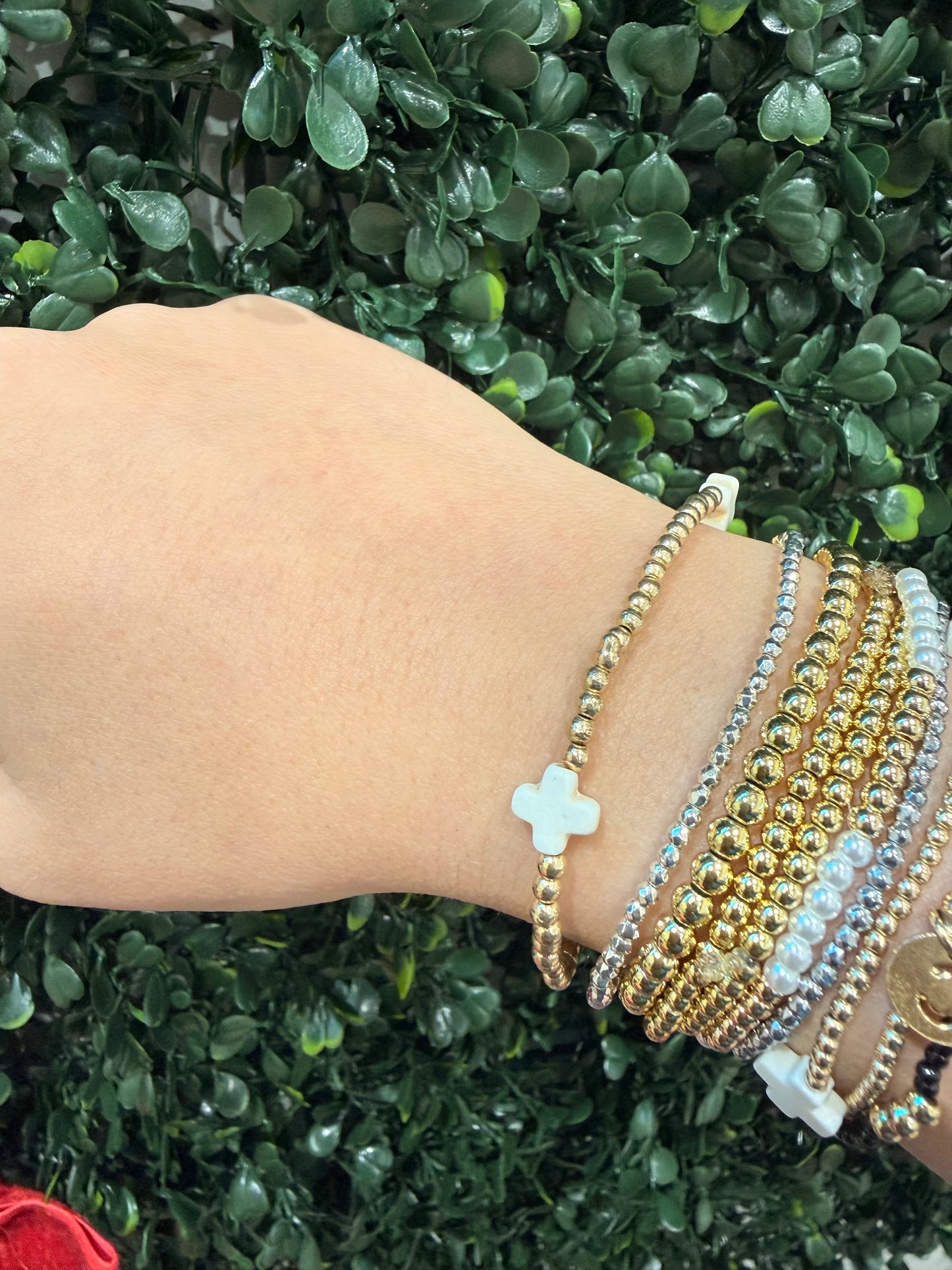 Cream Cross Bracelet